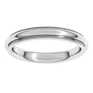 18K Yellow Or White Or Rose Gold Milgrain Stepped-Edge Comfort-Fit Half Round Band