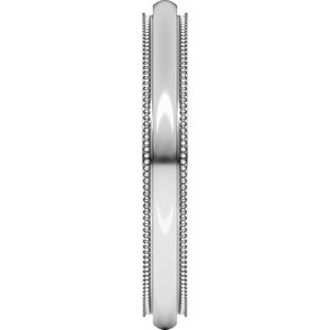 18K Yellow Or White Or Rose Gold Milgrain Stepped-Edge Comfort-Fit Half Round Band