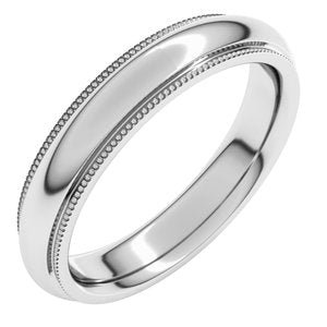 18K Yellow Or White Or Rose Gold Milgrain Stepped-Edge Comfort-Fit Half Round Band