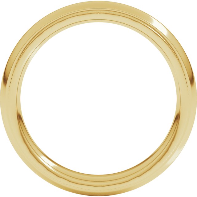 14K Yellow Or White Gold Or Sterling Silver Or Platinum Standard Weight Milgrain Half Round Comfort Fit With Edge Band