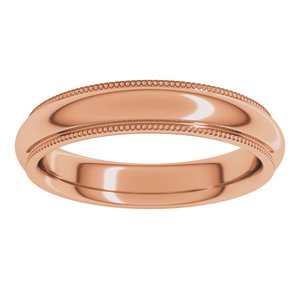 18K Yellow Or White Or Rose Gold Milgrain Stepped-Edge Comfort-Fit Half Round Band