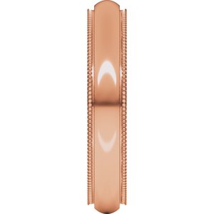 18K Yellow Or White Or Rose Gold Milgrain Stepped-Edge Comfort-Fit Half Round Band