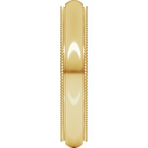 18K Yellow Or White Or Rose Gold Milgrain Stepped-Edge Comfort-Fit Half Round Band