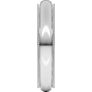 18K Yellow Or White Or Rose Gold Milgrain Stepped-Edge Comfort-Fit Half Round Band