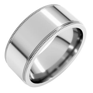 14K Yellow Or White Or Rose Gold Milgrain Stepped-Edge Flat Band