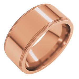 14K Yellow Or White Or Rose Gold Milgrain Stepped-Edge Flat Band