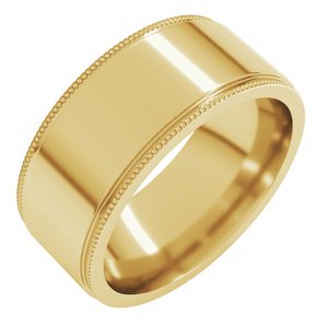 14K Yellow Or White Or Rose Gold Milgrain Stepped-Edge Flat Band