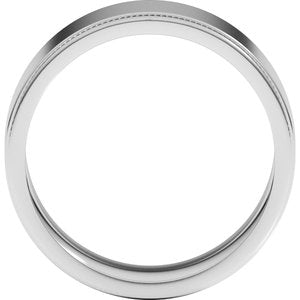 14K Yellow Or White Or Rose Gold Milgrain Stepped-Edge Flat Band