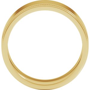 14K Yellow Or White Or Rose Gold Milgrain Stepped-Edge Flat Band