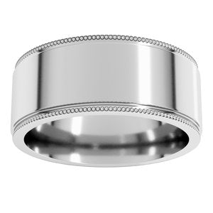 14K Yellow Or White Or Rose Gold Milgrain Stepped-Edge Flat Band