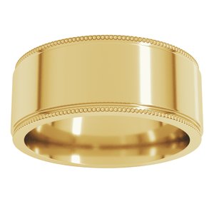14K Yellow Or White Or Rose Gold Milgrain Stepped-Edge Flat Band