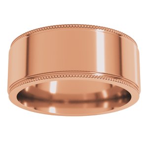 14K Yellow Or White Or Rose Gold Milgrain Stepped-Edge Flat Band