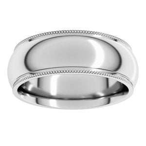 Platinum Milgrain Stepped-Edge Comfort-Fit Half Round Band