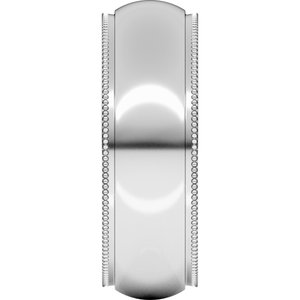 Platinum Milgrain Stepped-Edge Comfort-Fit Half Round Band