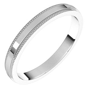 14K Yellow Or White Or Rose Gold Milgrain Stepped-Edge Flat Band