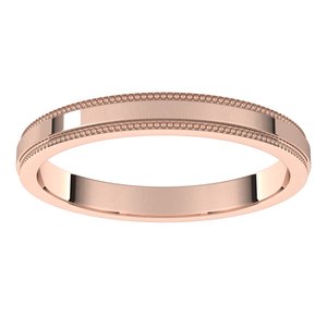 14K Yellow Or White Or Rose Gold Milgrain Stepped-Edge Flat Band