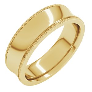 14K Yellow  Gold 6 Mm  Milgrain Concave Comfort Fit With Edge Band Size 10