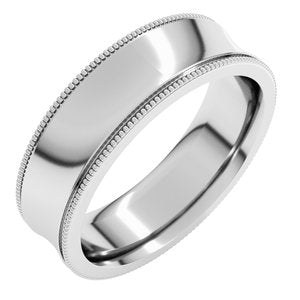 18K White Gold Milgrain Concave Comfort Fit With Edge Band Size 9