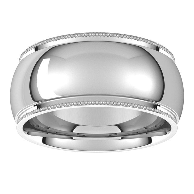 14K Yellow Or White Gold Or Sterling Silver Or Platinum Standard Weight Milgrain Half Round Comfort Fit With Edge Band