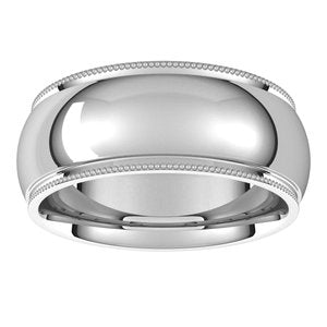 Platinum Milgrain Stepped-Edge Comfort-Fit Half Round Band