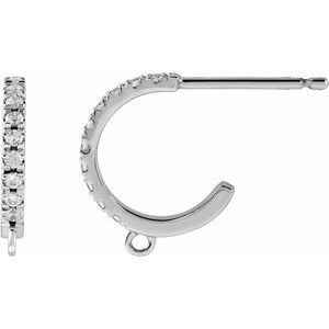 14K White Gold Each Round Shape 1.1Mm I1, Gh .04 Ctw Natural Diamond Hoop Earring Top, Length: 11.7 Mm, Thickness: 1.5 Mm