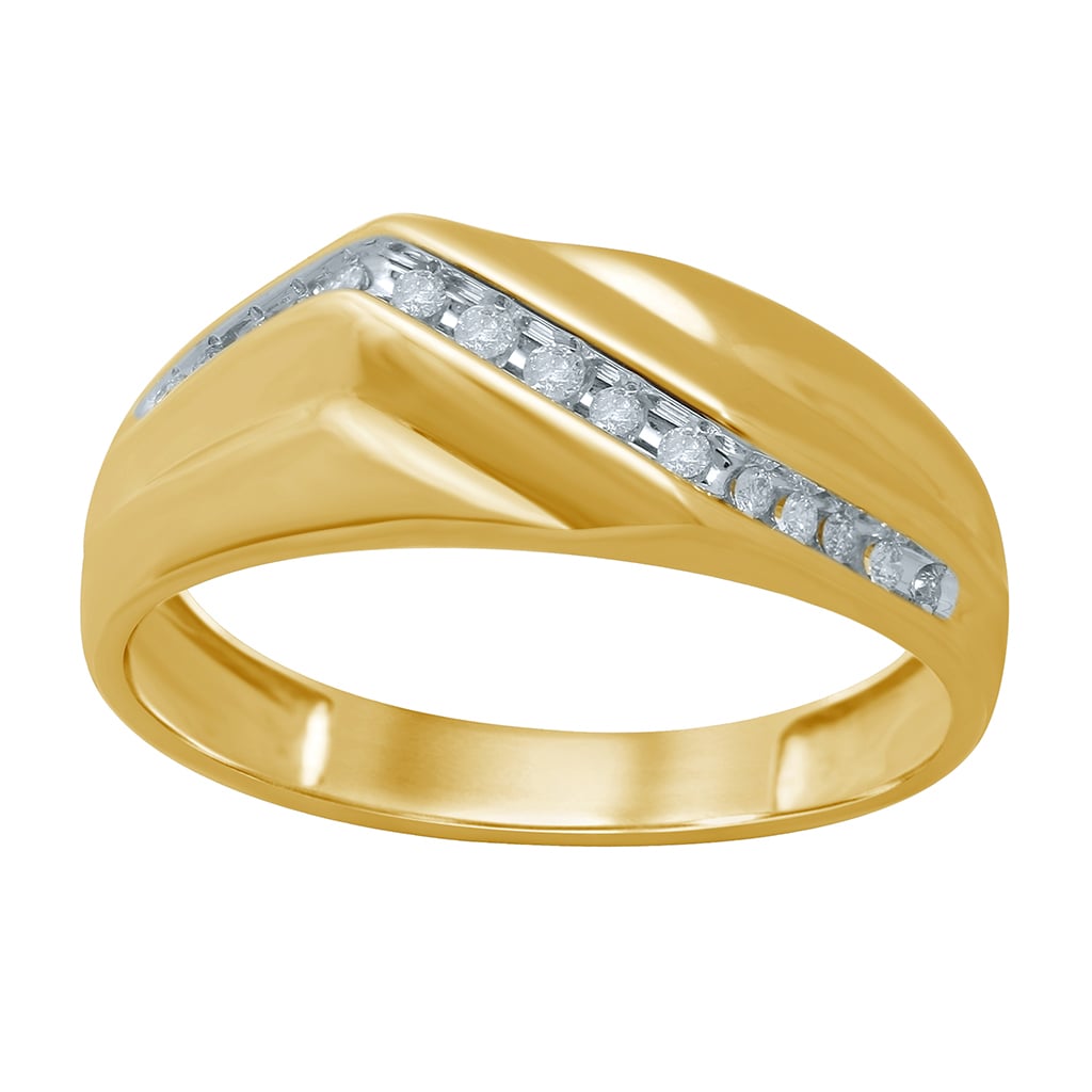 10K Yellow Gold 0.12-0.13 Cttw Diamond Mens Ring