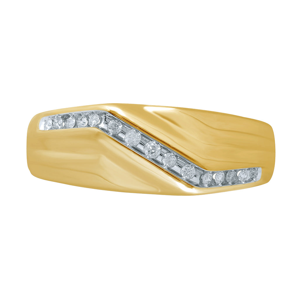10K Yellow Gold 0.12-0.13 Cttw Diamond Mens Ring