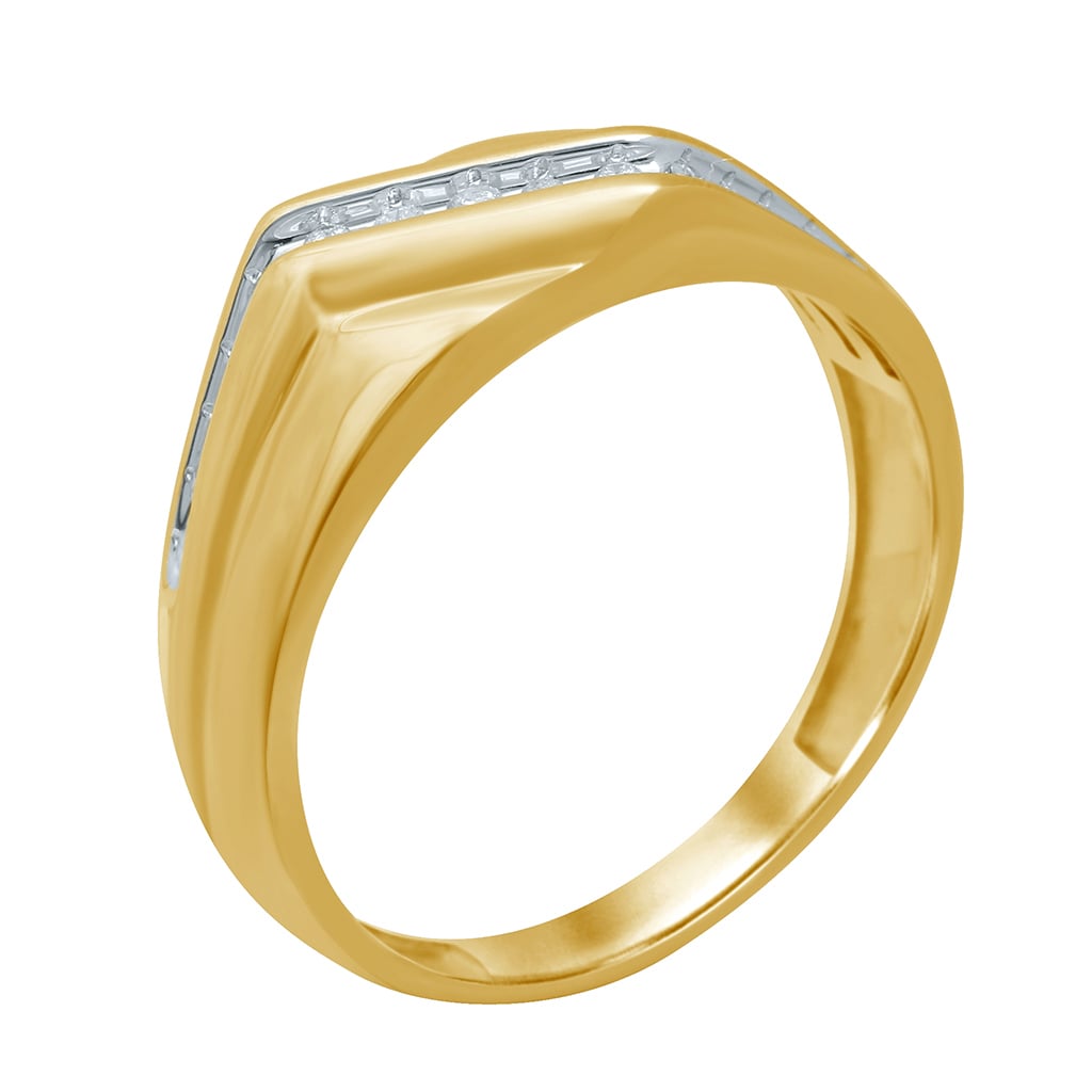 10K Yellow Gold 0.12-0.13 Cttw Diamond Mens Ring