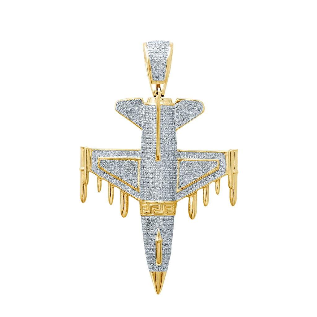 10K Yellow Gold 0.97-1.04 Cttw Diamond Plane Charm