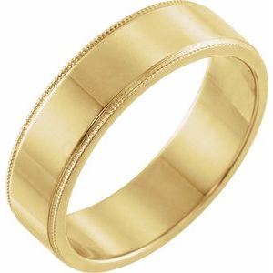 18K Yellow Or White Or Rose Gold Milgrain Standard Fit Flat Band