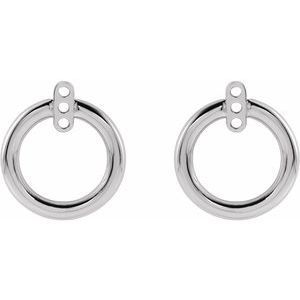 14K White Gold 8.35 Mm Pair Polished Open Circle Earring Jackets