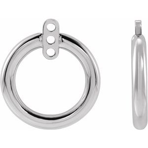 14K White Gold 8.35 Mm Pair Polished Open Circle Earring Jackets