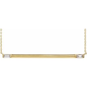 14K Yellow Gold Straight Baguette 4.25 X 2Mm Ghi Si2-Si3 1/4 Ctw Natural Diamond Bar Necklace, Length: 18 In