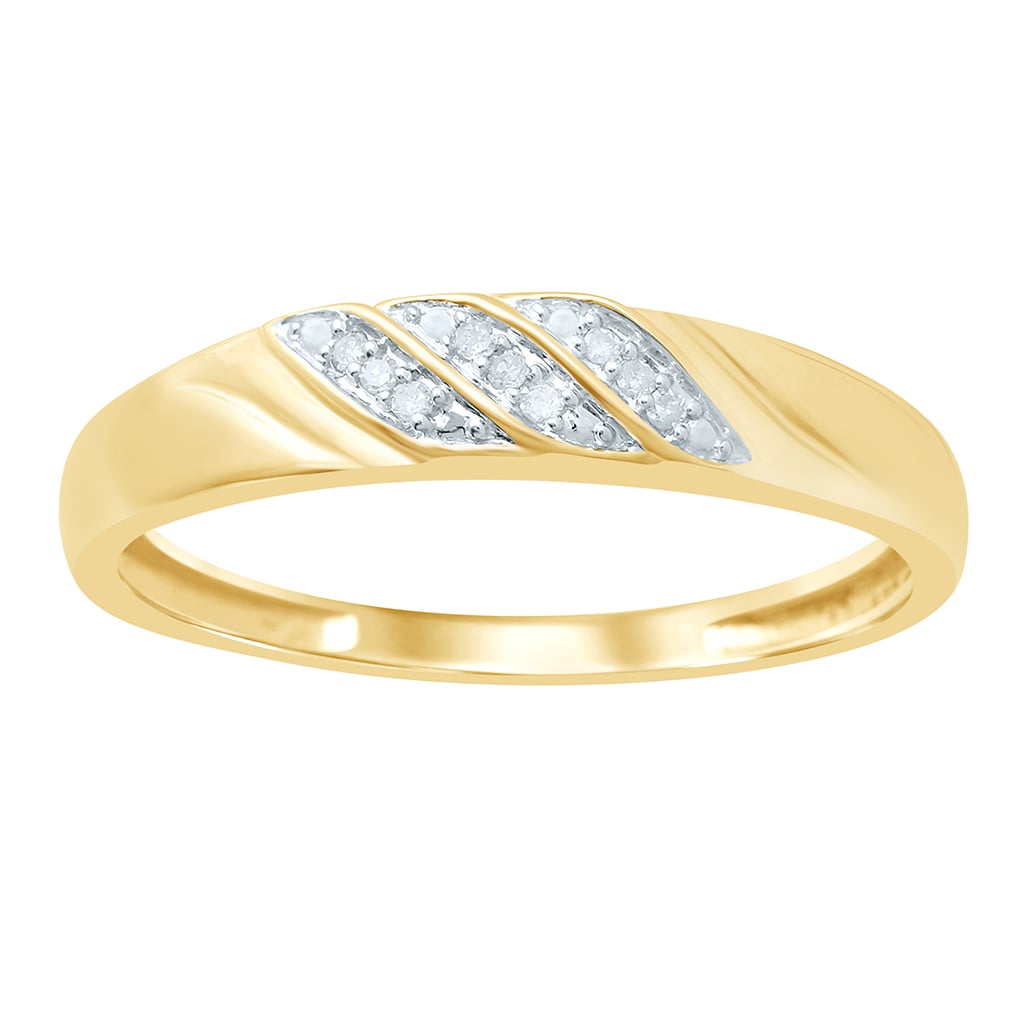10K Yellow Or White Gold 0.04-0.05 Cttw Diamond Mens Band
