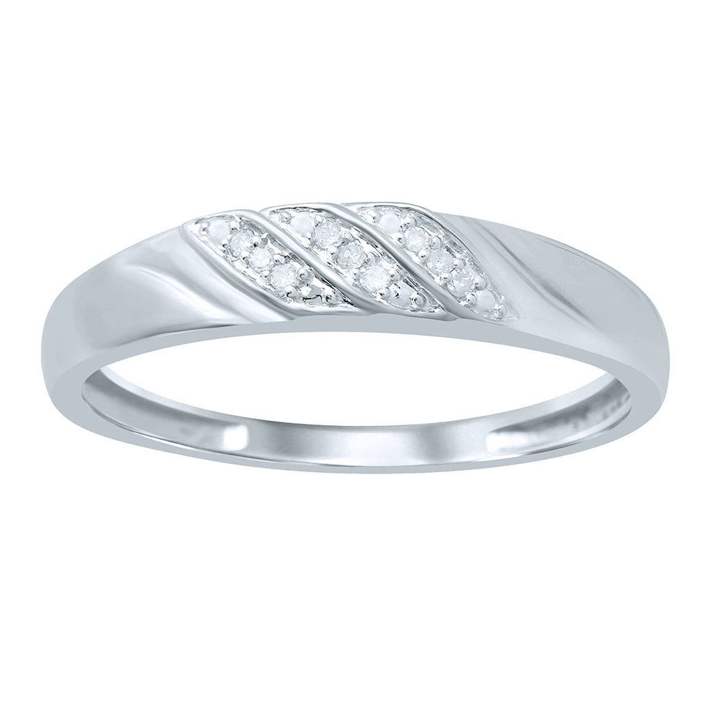 10K Yellow Or White Gold 0.04-0.05 Cttw Diamond Mens Band