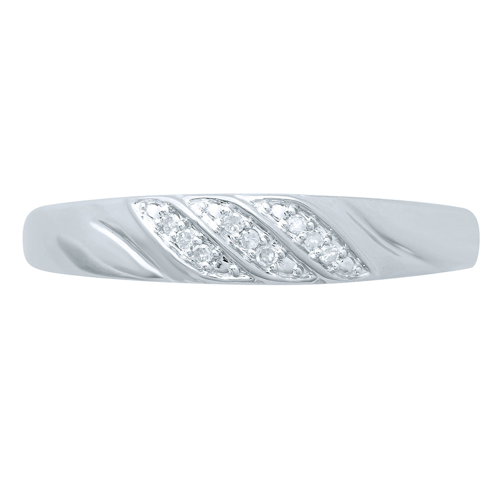 10K Yellow Or White Gold 0.04-0.05 Cttw Diamond Mens Band