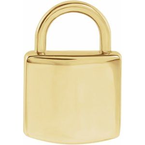 14K Yellow Gold 8.5 X 5.5 Mm Polished Engravable Lock Pendant