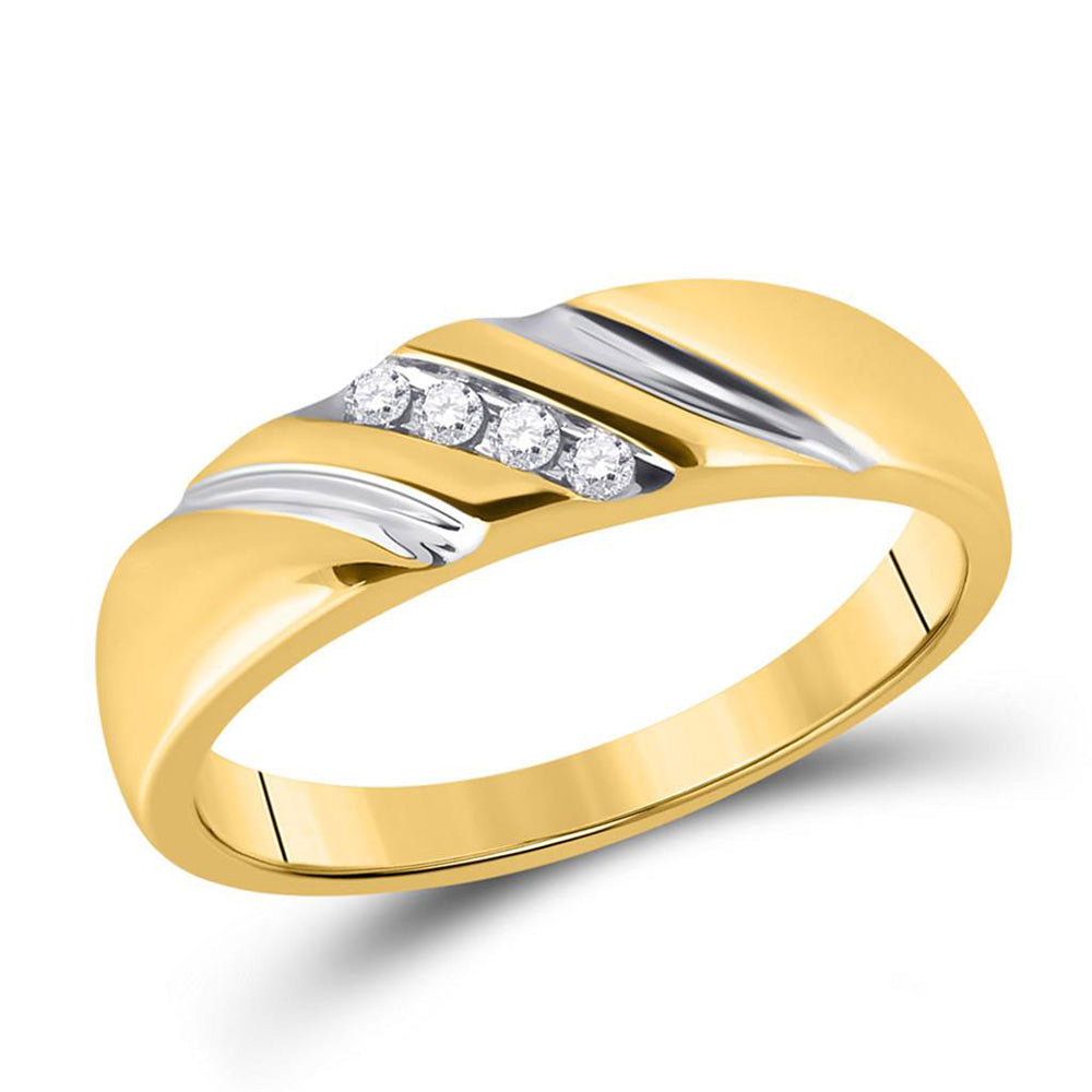 10K Yellow Gold His Hers Round Diamond Cluster Matching Wedding Set 1/5 Cttw, Womens Size: 5-10, Mens Size: 7-13