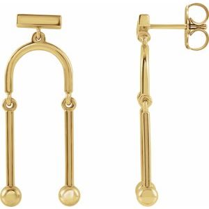 14K Yellow Gold 29.67 X 12.8 Mm Pair Friction Backs Included Polished Mobile Earrings