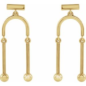 14K Yellow Gold 29.67 X 12.8 Mm Pair Friction Backs Included Polished Mobile Earrings