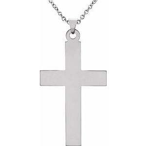 14K White Gold 39 X 25 Mm 18 In Polished Cross Necklace