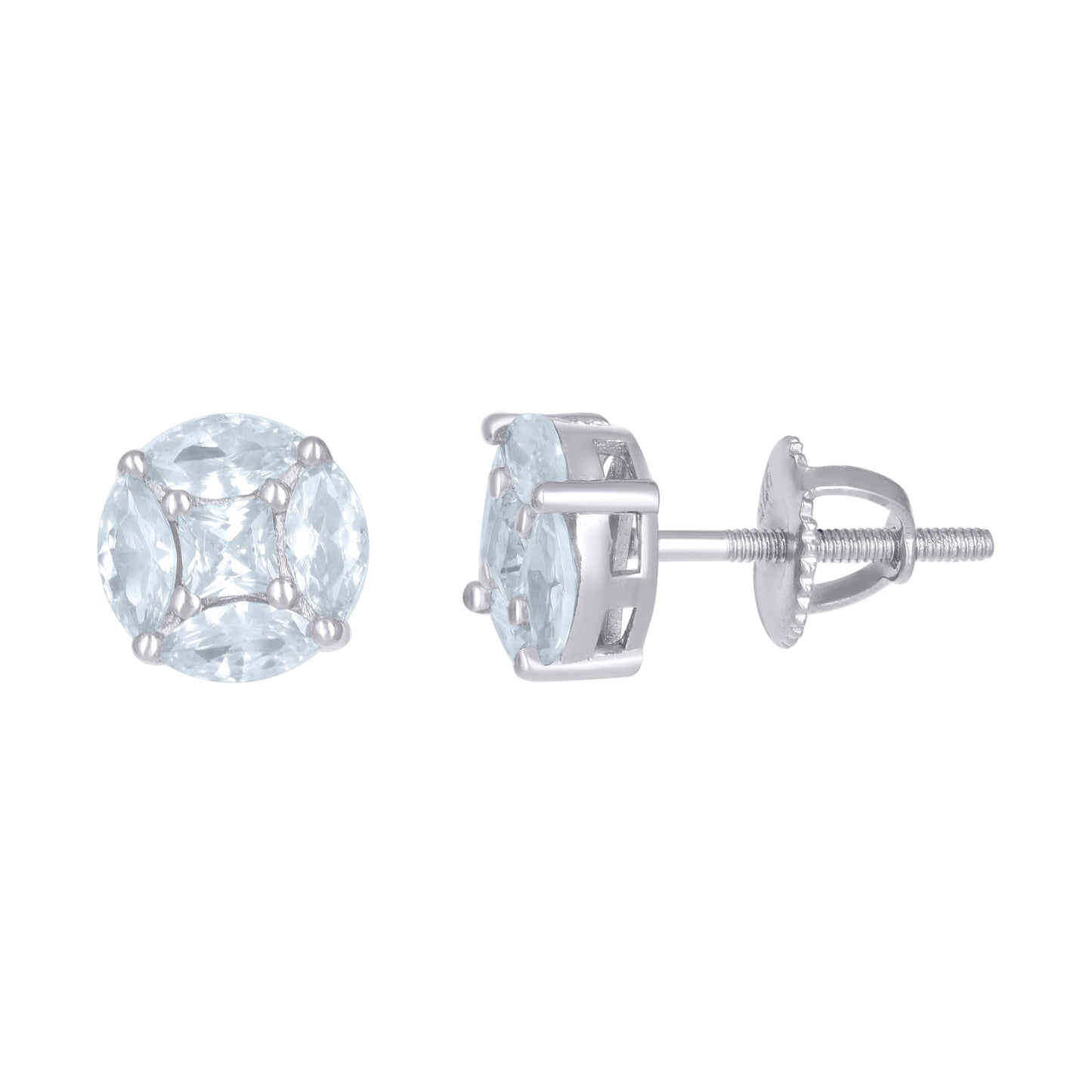 Sterling Silver Or Yellow-Tone Unisex Cushion-Cut Cubic-Zirconia Fashion Stud Earrings