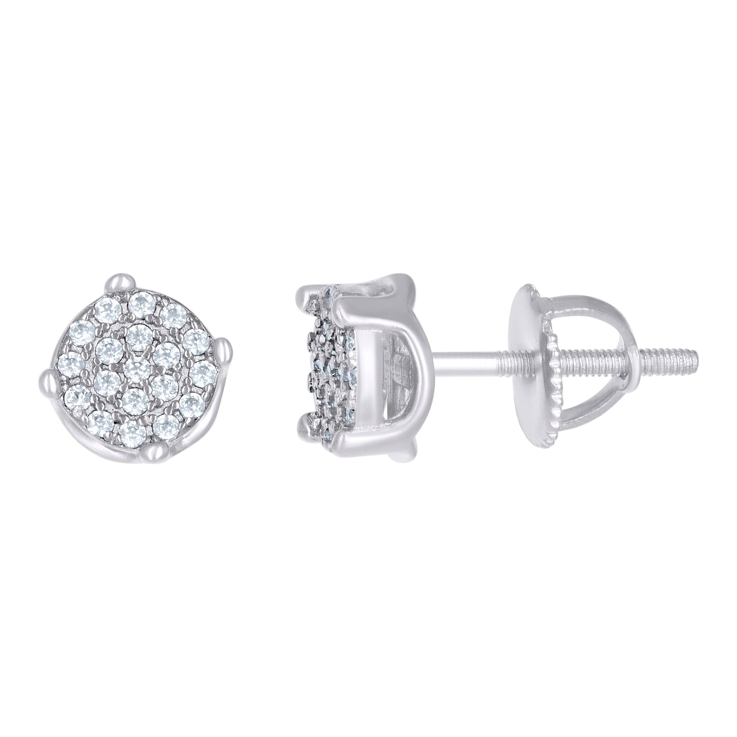 Sterling Silver Or Yellow-Tone Womens Cubic-Zirconia Round Fashion Stud Earrings