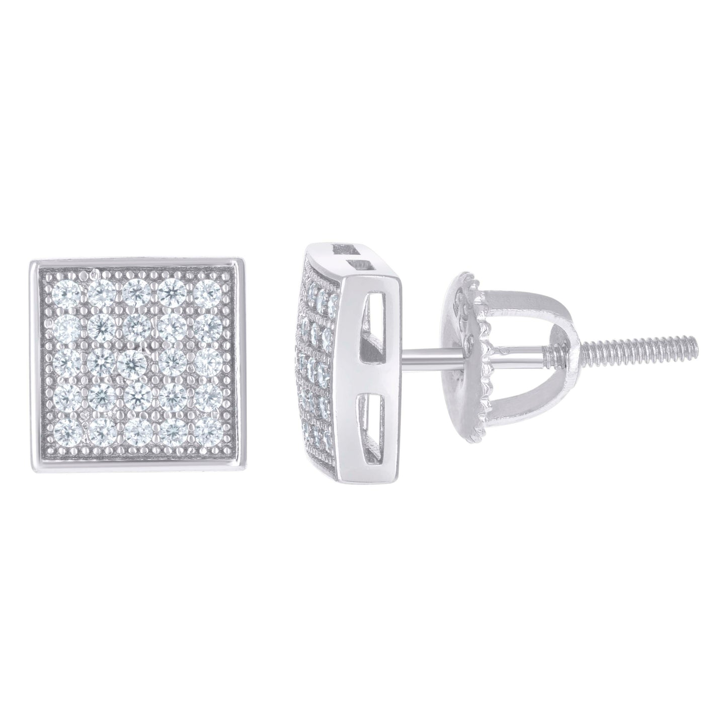 Sterling Silver Or Yellow-Tone Cubic Zirconia Unisex Round Stud Earrings