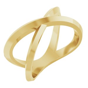 14K Yellow Gold Polished Negative Space Knife-Edge Ring Size 7