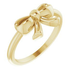 14K Yellow Gold Polished Bow Ring Size 7