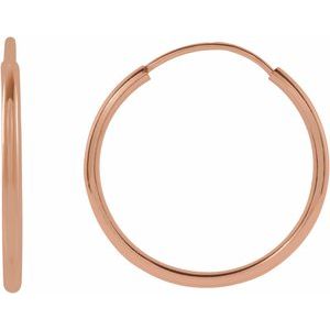 14K Rose Gold Pair Endless Flexible Tube Hoop Earrings, Length: 15 Mm, Thickness: 1 Mm
