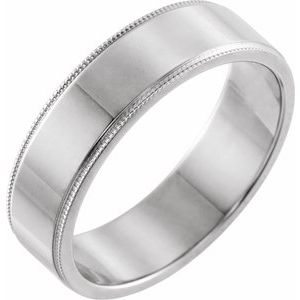 18K Yellow Or White Or Rose Gold Milgrain Standard Fit Flat Band