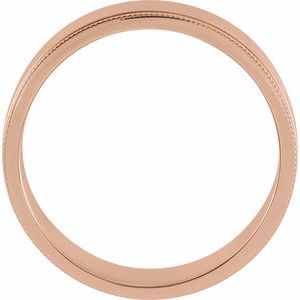 18K Yellow Or White Or Rose Gold Milgrain Standard Fit Flat Band