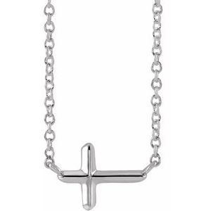 Sterling Silver 11 X 7 Mm 18 In Polished Sideways Cross Necklace